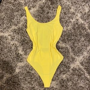 HONEYBUM yellow scoop back bodysuit